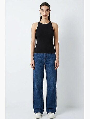 Camisola de alças canelada sem mangas com gola redonda bdart