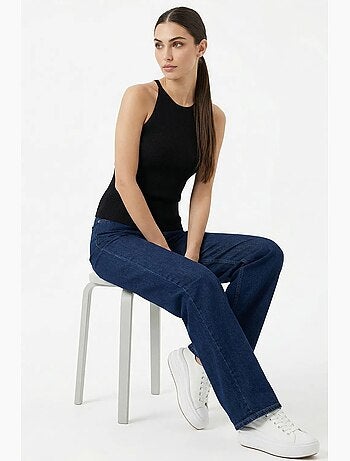 Camisola de alças canelada sem mangas com gola redonda bdart