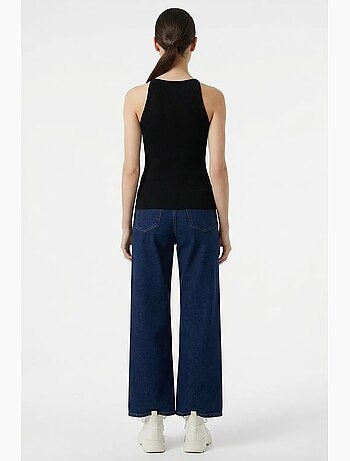 Camisola de alças canelada sem mangas com gola redonda bdart