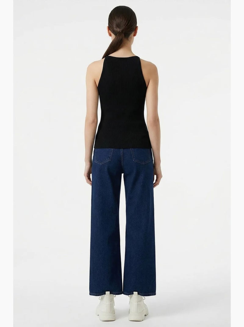 Camisola de alças canelada sem mangas com gola redonda bdart Preto - Kiabi
