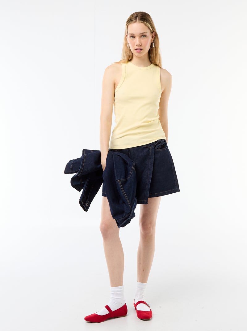 Camisola de alças cava americana Amarelo - Kiabi