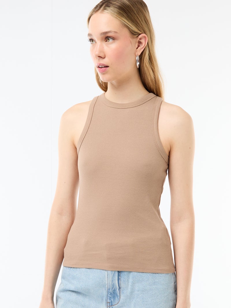 Camisola de alças cava americana Bege - Kiabi