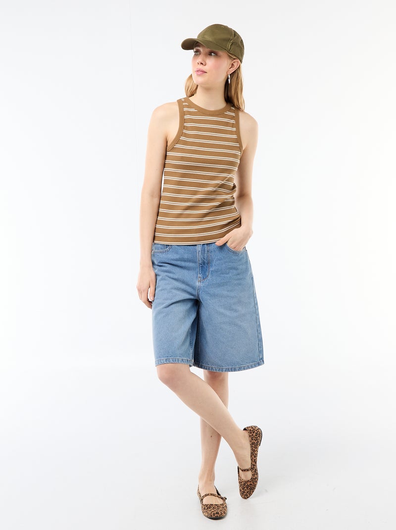 Camisola de alças cava americana Castanho - Kiabi