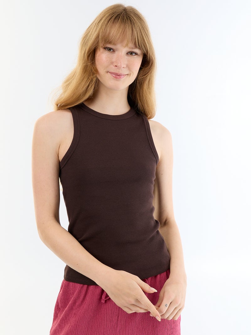 Camisola de alças cava americana Castanho - Kiabi