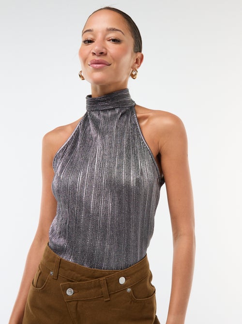 Camisola de alças cavas americanas em malha plissada - Kiabi