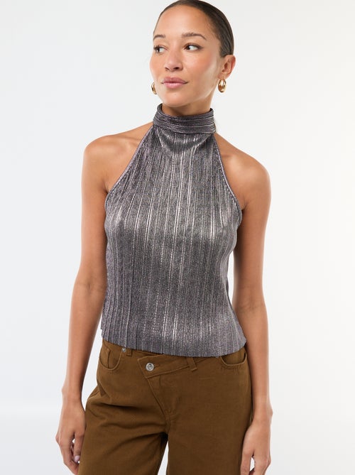 Camisola de alças cavas americanas em malha plissada - Kiabi