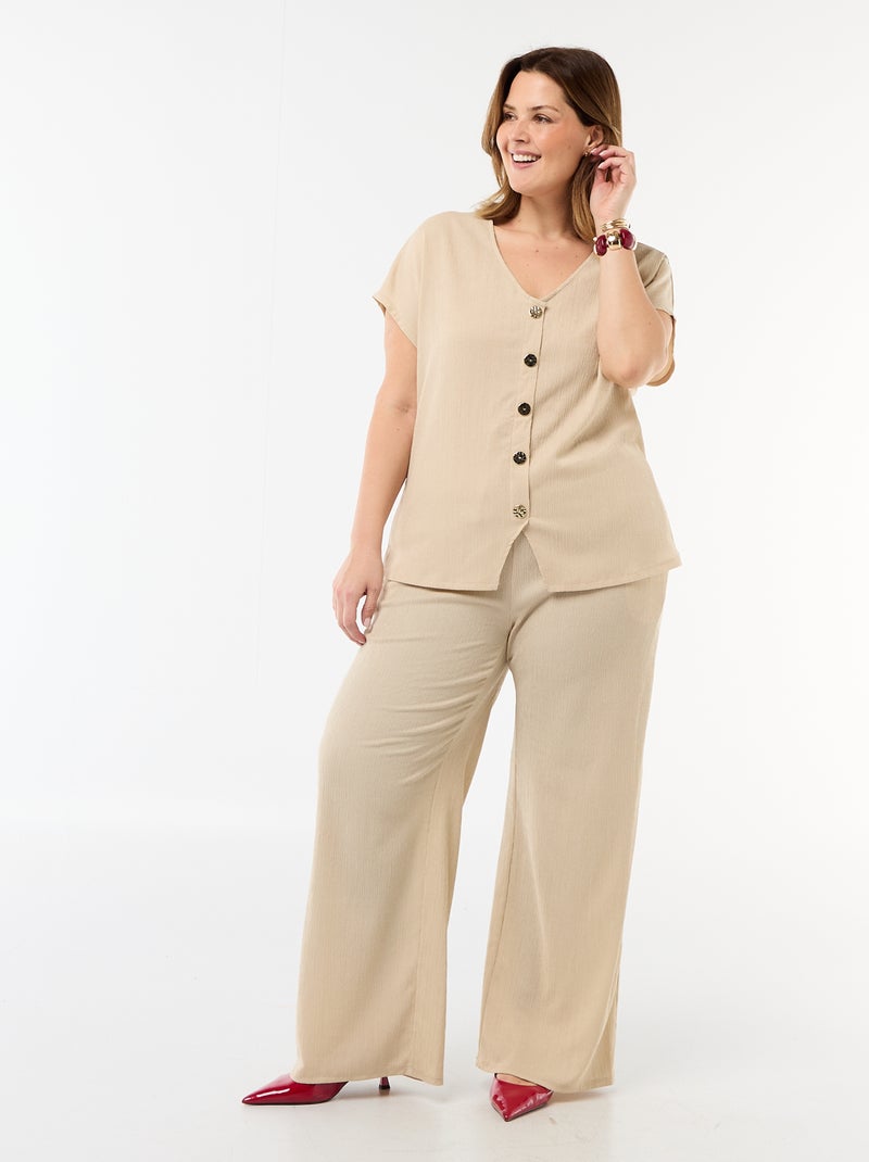 Camisola de alças com botões dourados Bege - Kiabi