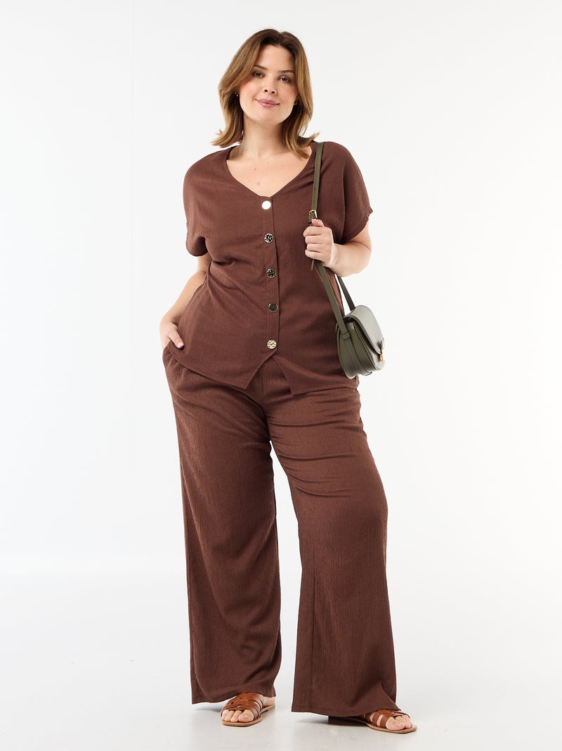 Camisola de alças com botões dourados Castanho - Kiabi