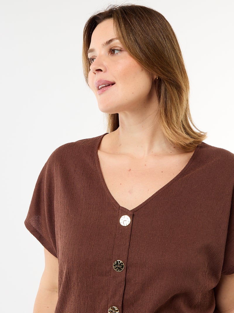 Camisola de alças com botões dourados Castanho - Kiabi
