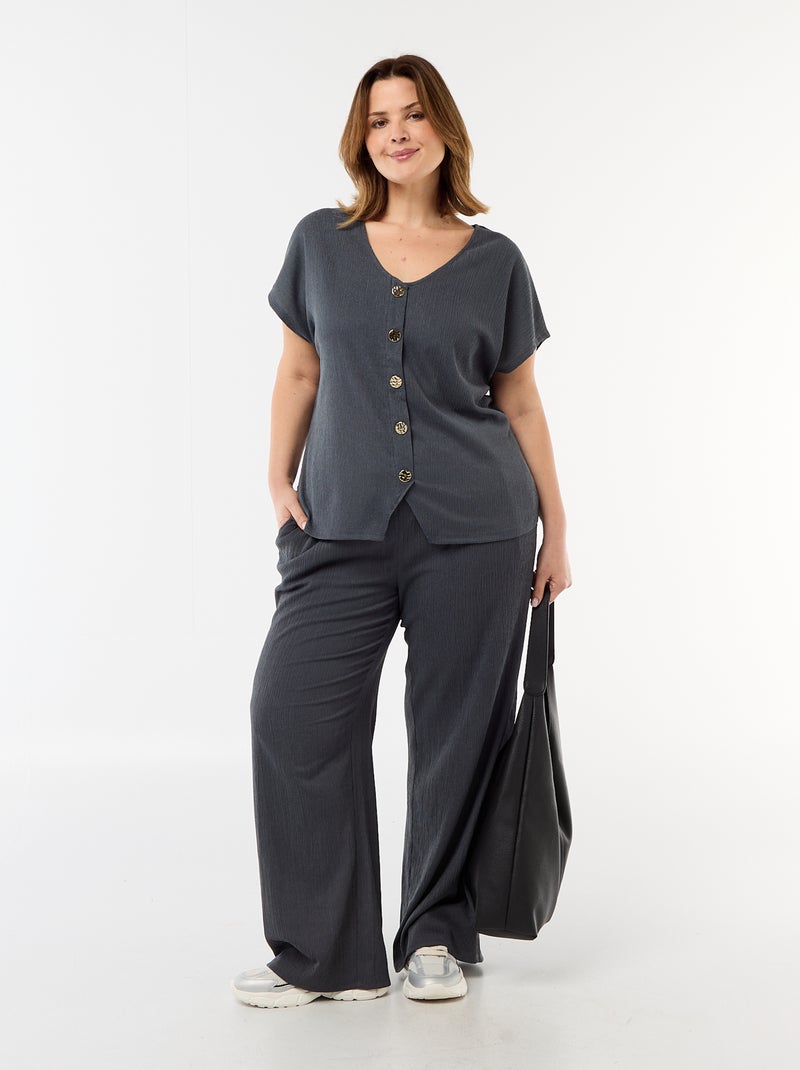 Camisola de alças com botões dourados Cinza - Kiabi