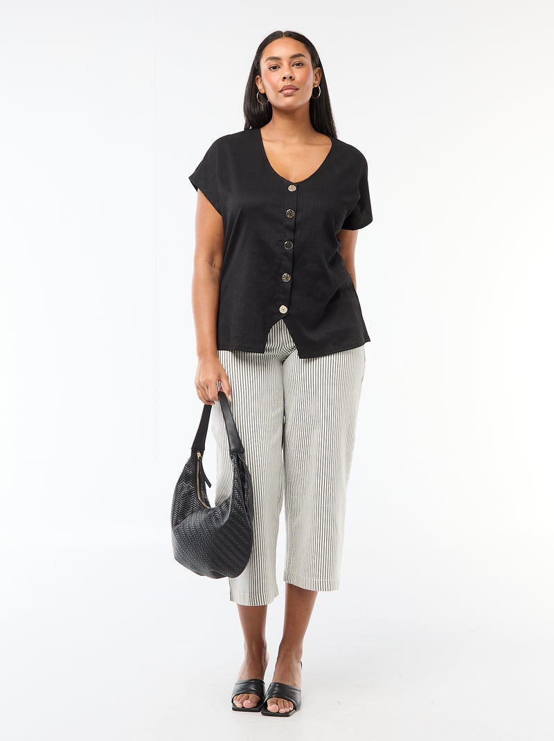 Camisola de alças com botões dourados Preto - Kiabi