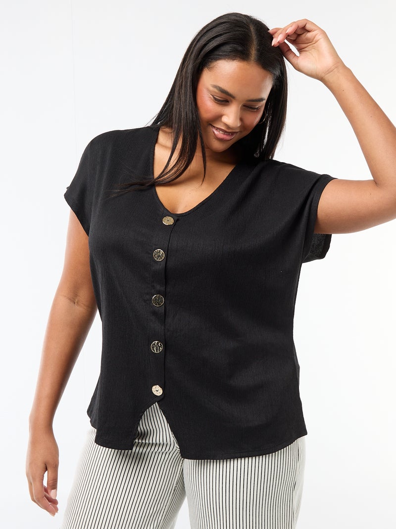 Camisola de alças com botões dourados Preto - Kiabi