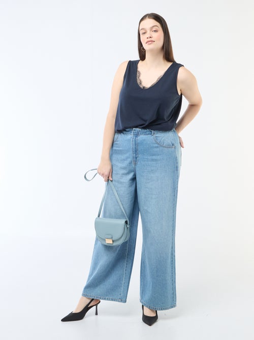 Camisola de alças com decote em V e renda - Kiabi