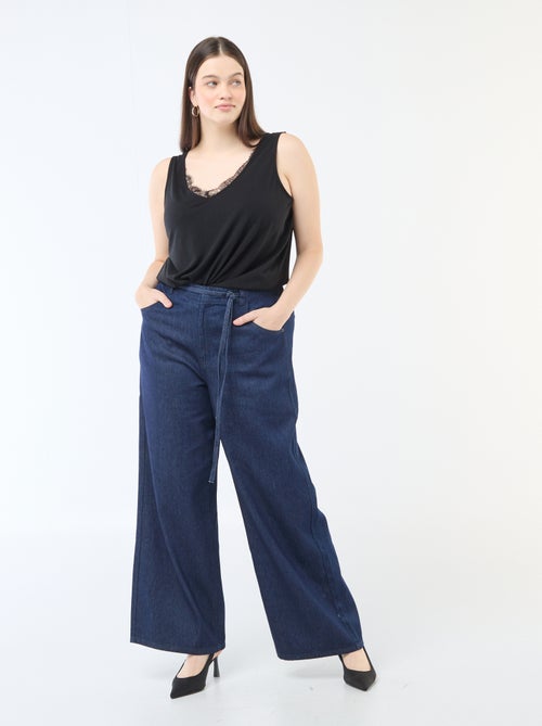 Camisola de alças com decote em V e renda - Kiabi