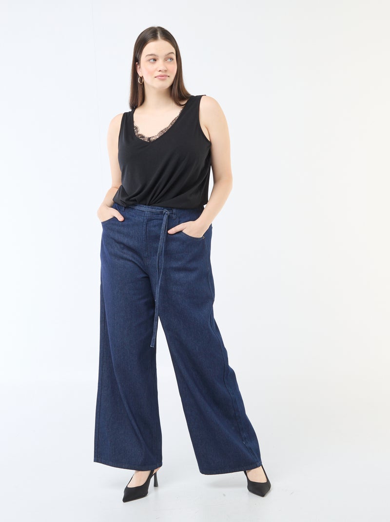 Camisola de alças com decote em V e renda Preto - Kiabi