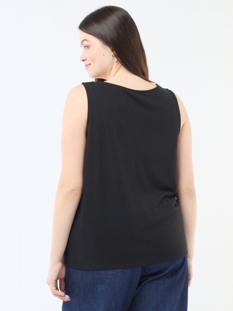 Camisola de alças com decote em V e renda Preto - Kiabi