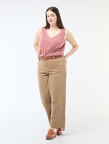 Camisola de alças com decote em V e renda