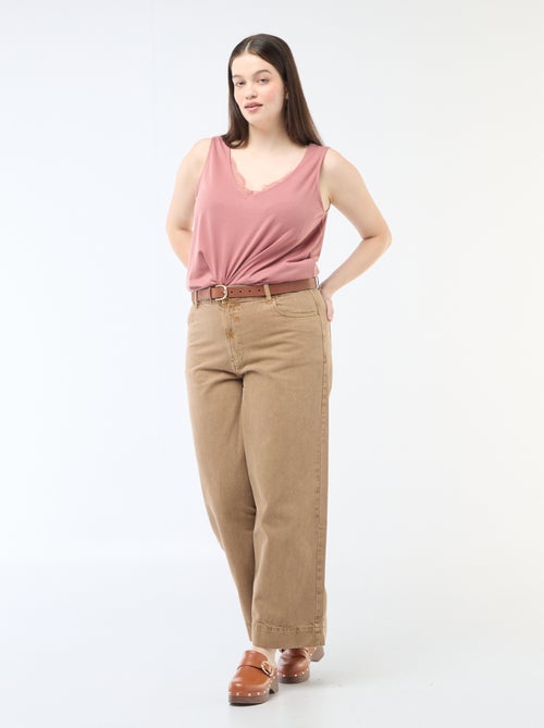 Camisola de alças com decote em V e renda - Kiabi