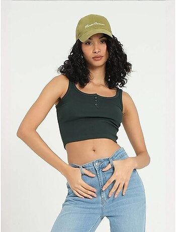 Camisola de alças com decote quadrado e botões canelados hiccup