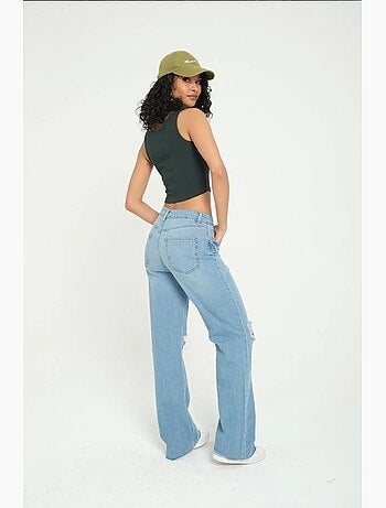 Camisola de alças com decote quadrado e botões canelados hiccup