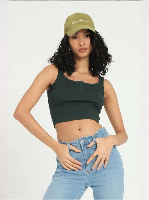 Camisola de alças com decote quadrado e botões canelados hiccup - Kiabi