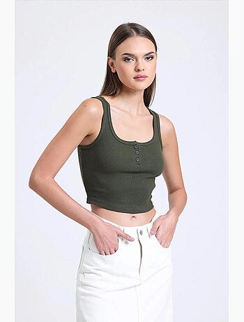 Camisola de alças com decote quadrado e botões canelados hiccup