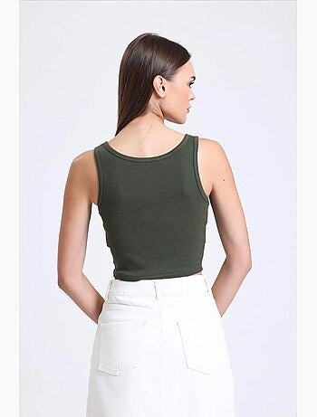 Camisola de alças com decote quadrado e botões canelados hiccup
