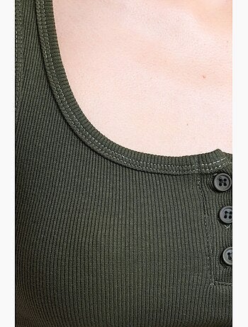 Camisola de alças com decote quadrado e botões canelados hiccup