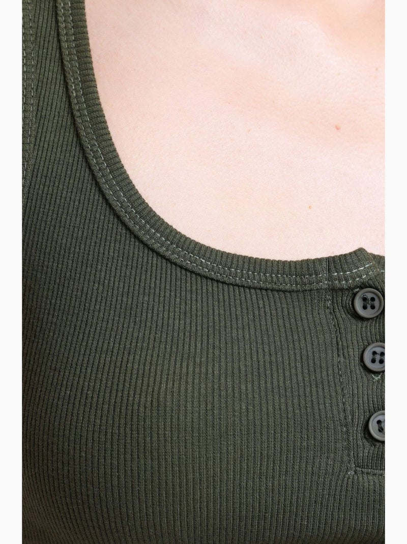 Camisola de alças com decote quadrado e botões canelados hiccup Verde - Kiabi