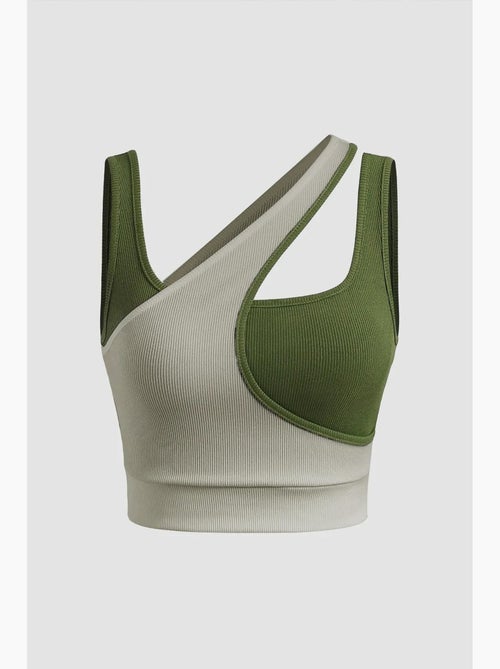 Camisola de alças com gola assimétrica contrastante hiccup - Kiabi Camisola de alças com gola assimétrica contrastante hiccup - Kiabi