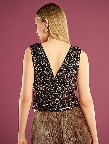 Camisola de alças com lantejoulas