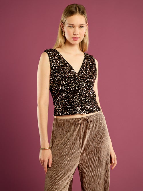 Camisola de alças com lantejoulas - Kiabi