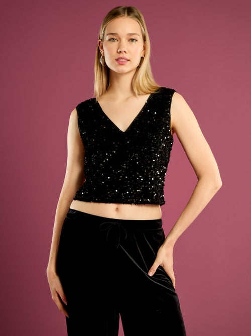 Camisola de alças com lantejoulas - Kiabi