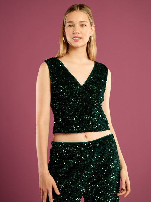 Camisola de alças com lantejoulas - Kiabi