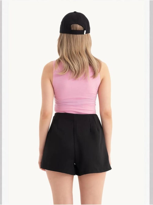 Camisola de alças curta com decote halter e recorte hiccup - Kiabi Camisola de alças curta com decote halter e recorte hiccup - Kiabi