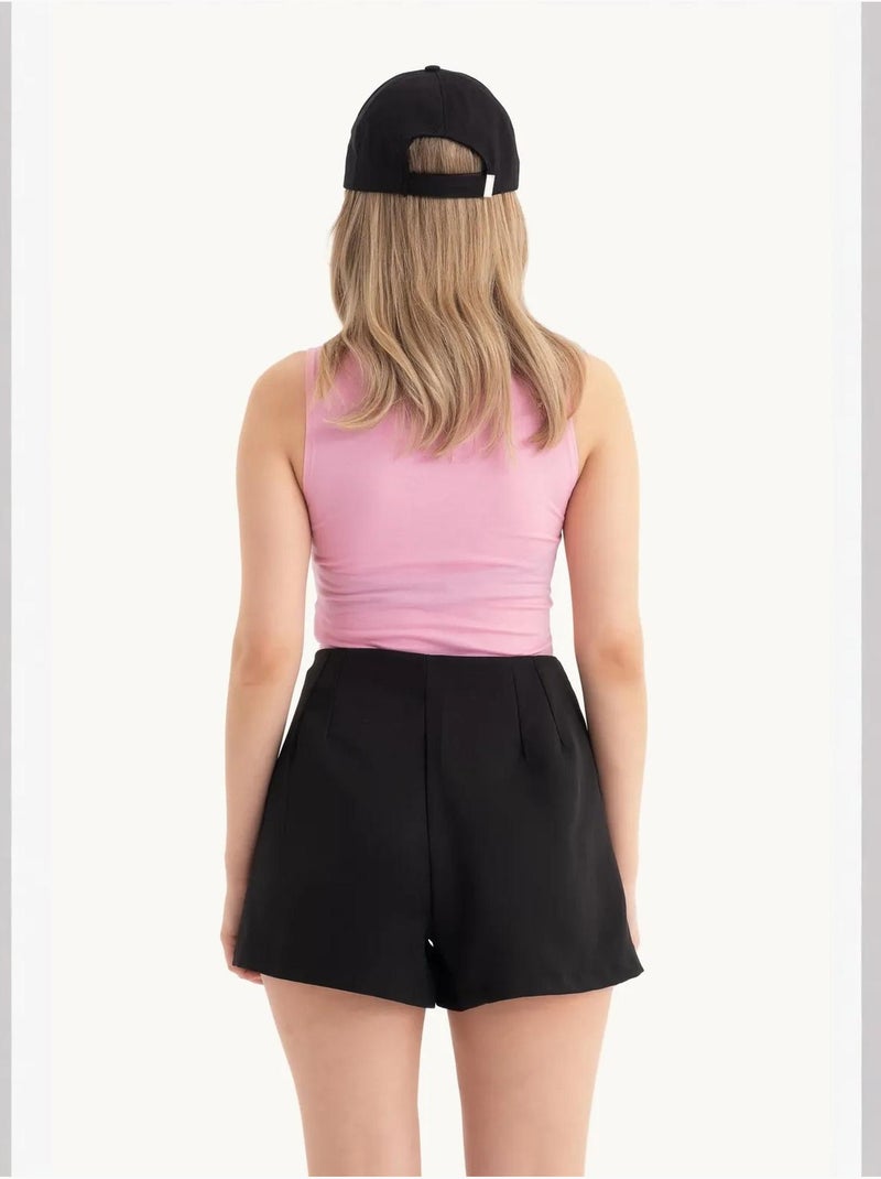 Camisola de alças curta com decote halter e recorte hiccup Rosa - Kiabi