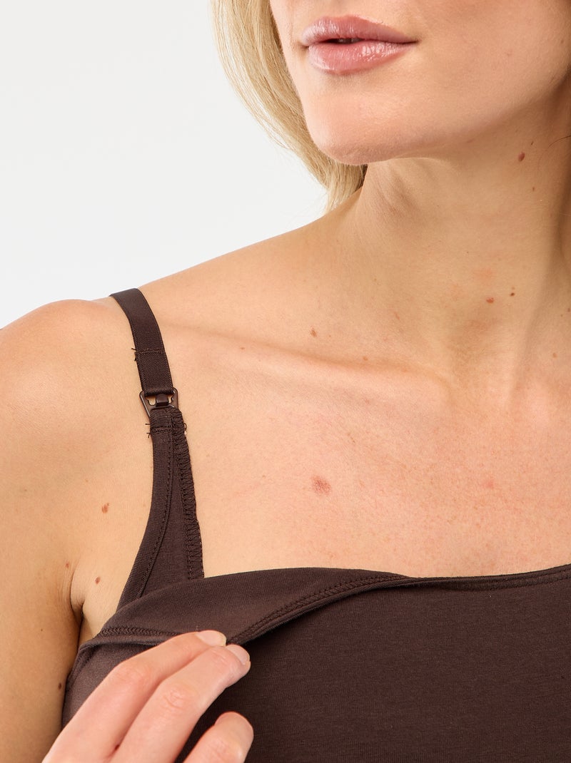 Camisola de alças de amamentação Castanho - Kiabi