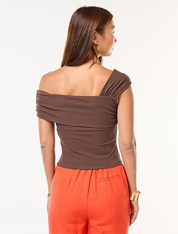 Camisola de alças drapeadas assimétricas