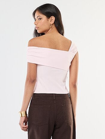 Camisola de alças drapeadas assimétricas