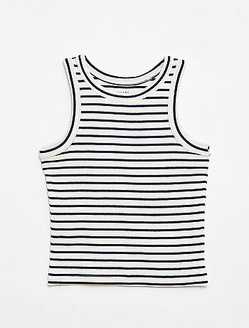 Camisola de alças em algodão canelado com padrão integral