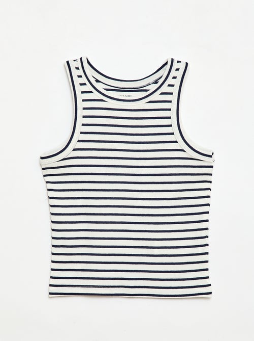 Camisola de alças em algodão canelado com padrão integral - Kiabi