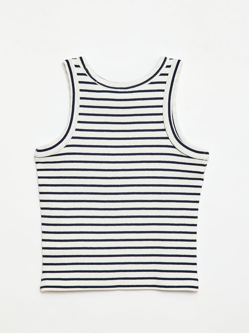 Camisola de alças em algodão canelado com padrão integral - Kiabi