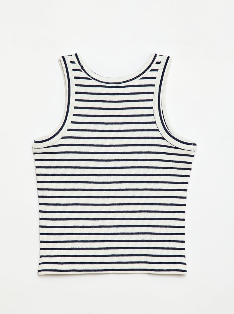 Camisola de alças em algodão canelado com padrão integral Azul - Kiabi