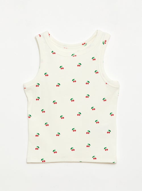 Camisola de alças em algodão canelado com padrão integral - Kiabi