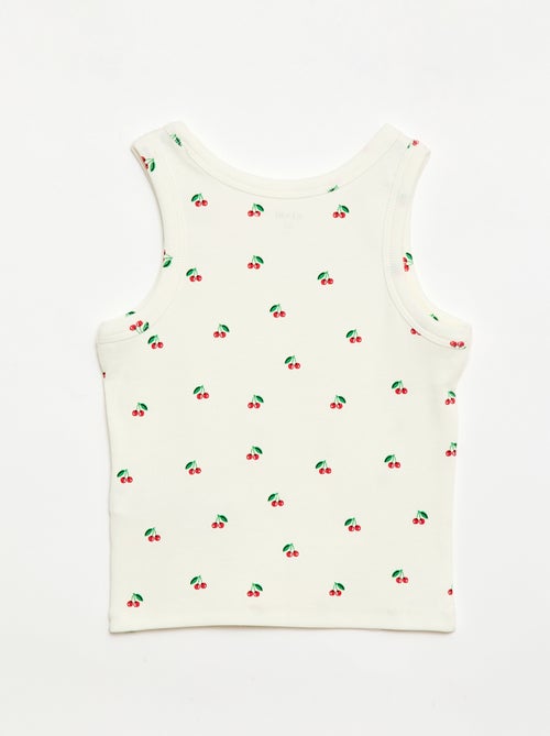 Camisola de alças em algodão canelado com padrão integral - Kiabi