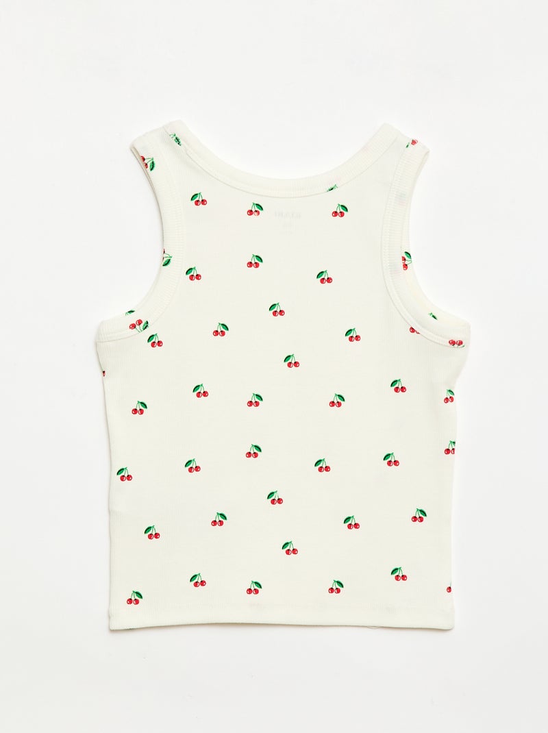 Camisola de alças em algodão canelado com padrão integral Bege - Kiabi