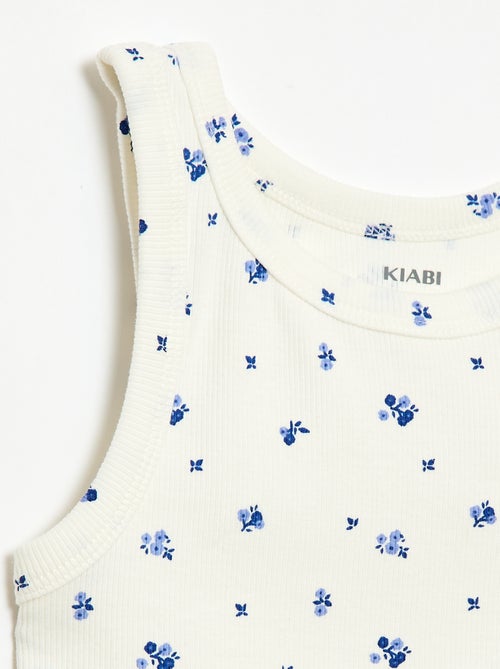 Camisola de alças em algodão canelado com padrão integral - Kiabi