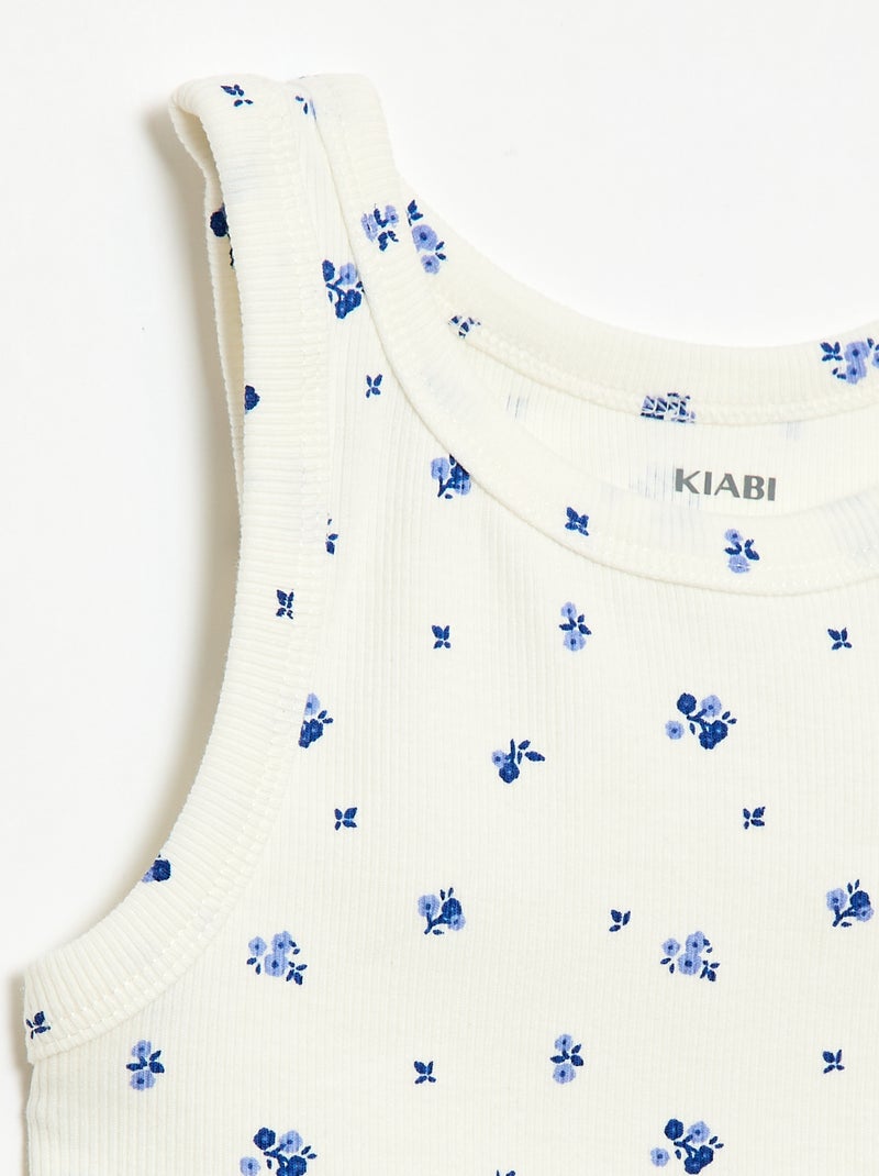 Camisola de alças em algodão canelado com padrão integral Bege - Kiabi