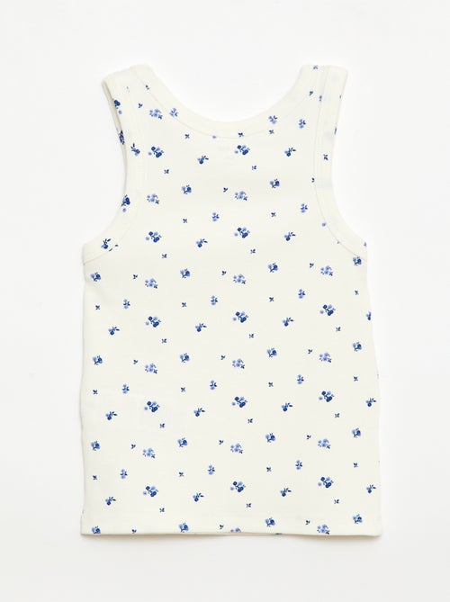 Camisola de alças em algodão canelado com padrão integral - Kiabi