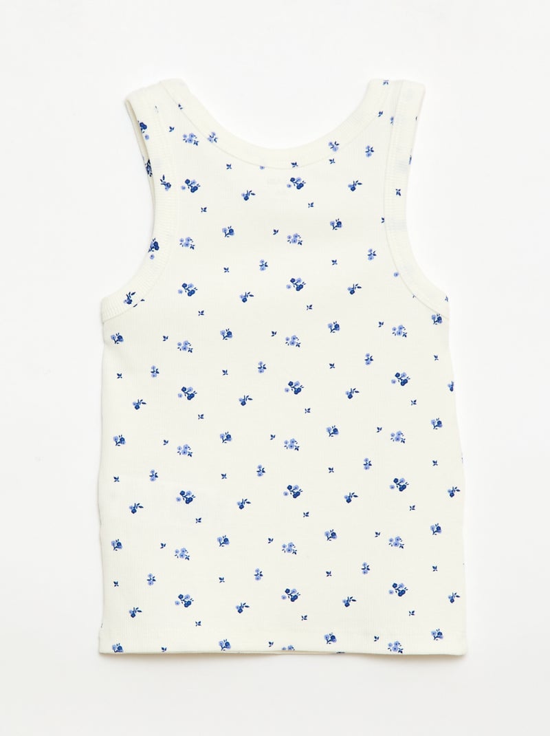 Camisola de alças em algodão canelado com padrão integral Bege - Kiabi